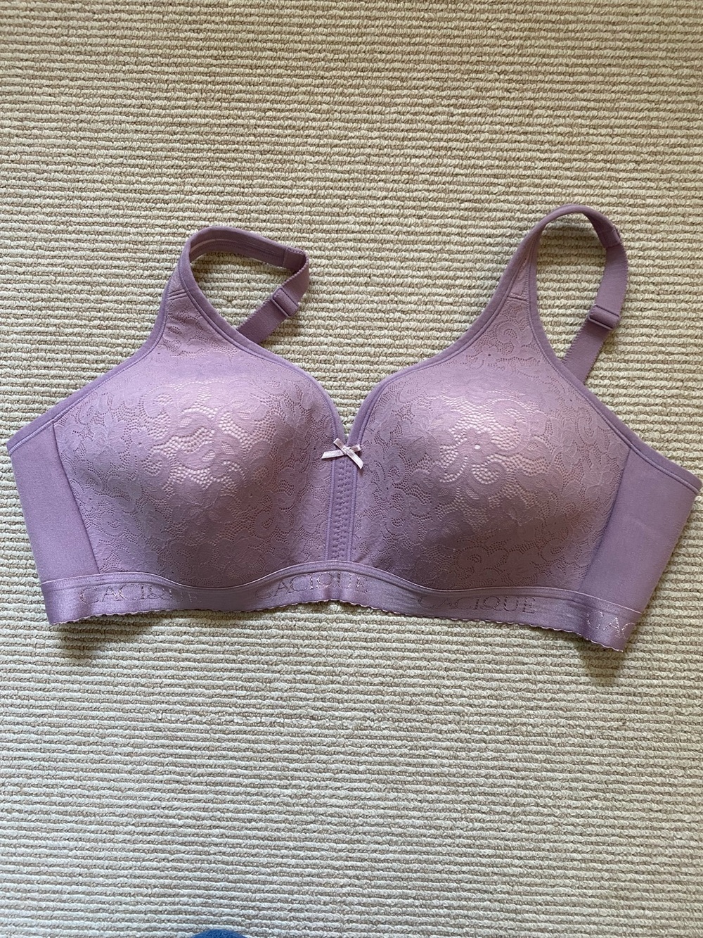 Cacique Lavender Lace Wireless Bra Lightly Lined No-wire Comfort 44C